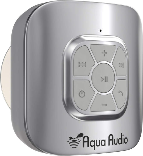 Gideon Portable Waterproof Bluetooth Speaker with Suction Cup - 10 Hours Playtime/Built-in Mic (Silver)...