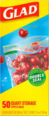 Glad Zipper Food Storage Plastic Bags - Quart - 50 Count (Packaging May Vary)...