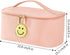 Preppy Patch Makeup Bag Leather Cosmetic Bag Large Makeup Pouch, Portable Waterproof Travel Toiletry Organizer,Cute Preppy Makeup Bag for Women Gi...