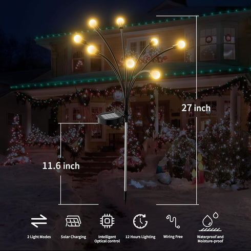 Solar Garden Lights 2-Pack 16 LEDs with Two Light Modes, Firefly Garden Lights Solar Outdoor, Swinging Garden Lights Solar Powered Waterproof for ...