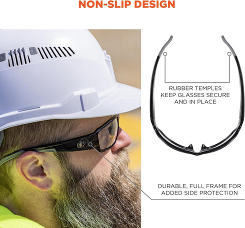 Ergodyne Skullerz Thor Anti-Fog Safety Glasses - Black Frame, Clear Lens...