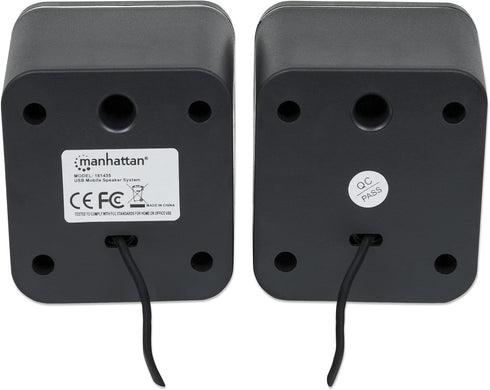 MANHATTAN USB Powered Stereo Speaker System - Small Size - with Volume Control & 3.5 mm Audio Plug to Connect to Laptop, Notebook, Desktop, Comput...