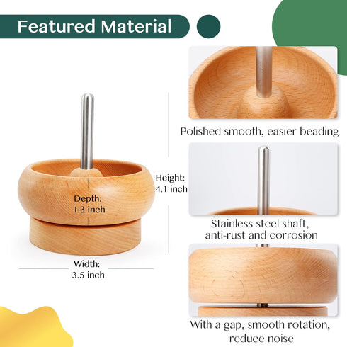 Tilhumt Bead Spinner for Jewelry Making, Effortless Rotating Wooden Bracelet Spinner with 50 Letter Beads, 3000 Seed Beads, 2 Big Eye Beading Need...