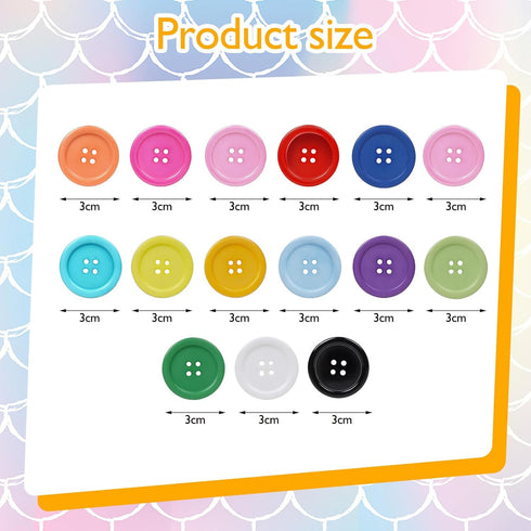 Chenkou Craft Mix Color Plastic Resin Circle Big Button 4 Holes DIY Craft Sewing (Black, 1 1/4"(30mm))...