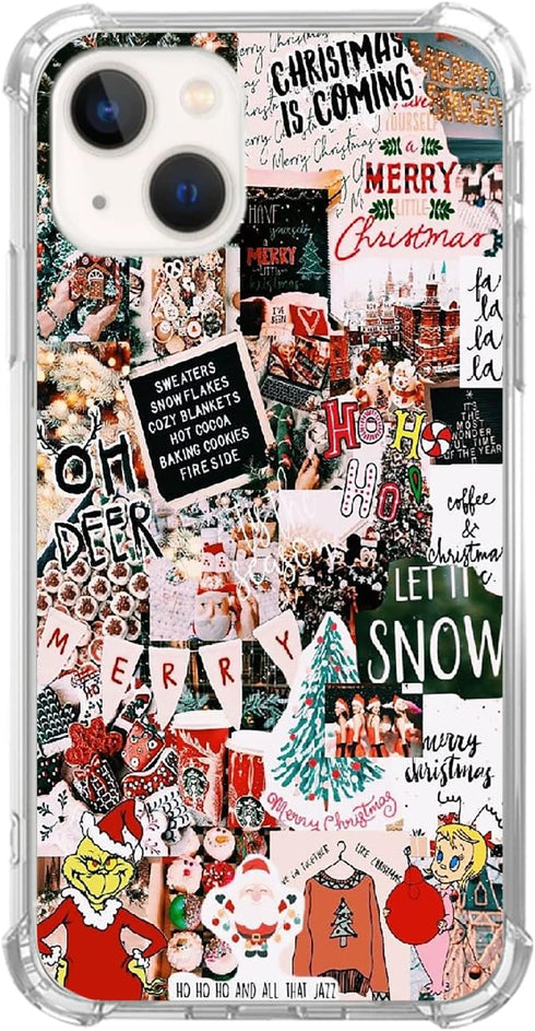 Aesthetic Christmas Collage Case Compatible with iPhone 15 Plus, Winter Merry Christmas Case for iPhone 15 Plus, Trendy Cool TPU Phone Case Cover...