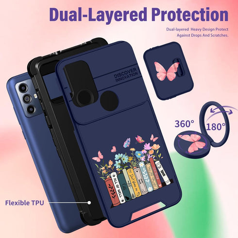 (2in1 for Motorola Moto G Pure Phone Case/Moto G Power 2022 Phone Case/Moto G Play 2023 Case for Women Girls Cute Cover Girly Pretty Fashion Teens...