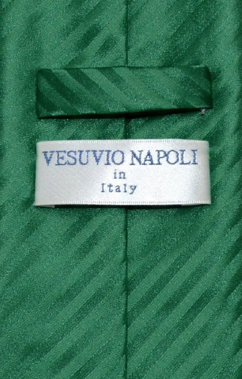 Vesuvio Napoli NeckTie EMERALD GREEN Vertical Stripes Design Men's Neck Tie...