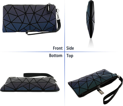 Small Clutch Purses for Women, Daily Use Wrist Purse, Geometric Luminous Wallet, Portable Wristlets Travel Clutch, Small Wrist Purses and Cosmetic...