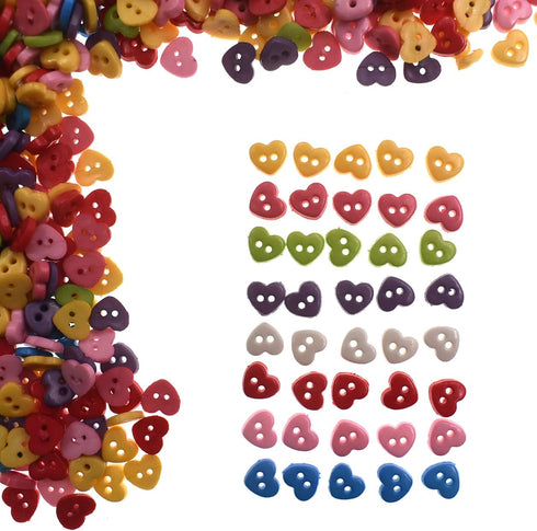 6mm 100Pcs Heart Shape Mixed Color Mini Buttons for DIY Handmade Craft Art Sewing Doll Cloth Buttons...