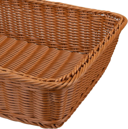 Yarlung 2 Pack Poly Wicker Woven Bread Basket, 15.7 Inch Rectangular Fruit Baskets Food Serving Holders for Vegetables, Home, Kitchen, Restaurant,...