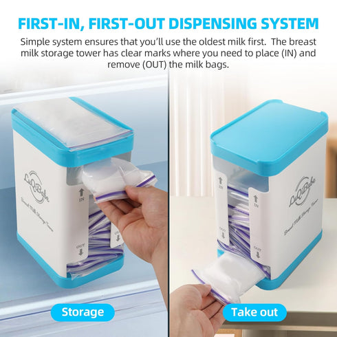 Milk Bag Storage Rack Breast Milk Storage Tower Freezes Breast Milk Bags Flat Store and Organize More Than 10 Milk Bags - First-in & First-Out Bre...