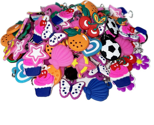 100 Pcs Silicone Bracelet Charms Colorful Bracelet Charms Rubber Band Bracelet Making Kit for Kids Necklace DIY Charm Bracelets...