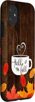 Hello Fall Coffee Mug Autumn Leaves Happy Fall Feeling Case for iPhone 11...