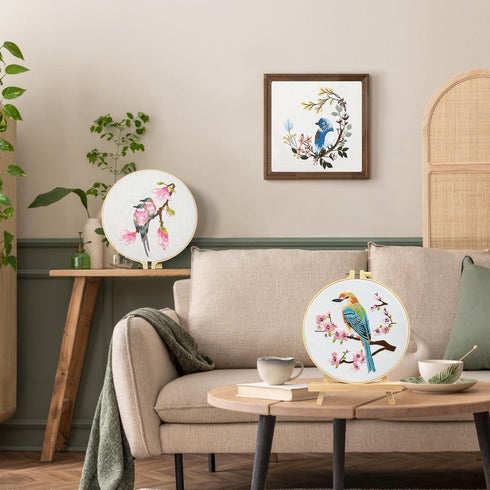 Dremisland 3 Sets Embroidery kit for Beginners Adults Embroidery Starter Kit with Hummingbird Flower Pattern and Instructions Stamped Cross Stitch...