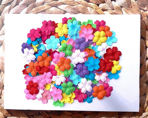 Handmade 100 Pcs Mulberry Paper Sakura Cherry Flowers 30x30mm Scrapbooking Wedding DIY Craft Supplies Card (10 Colors)...