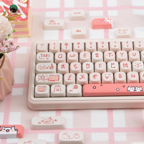 PBT Keycaps, 139 Keys Keycaps 75 Percent, Cute MOA Keycaps Cute Dye-Sublimation, Custom Keycaps Set for 61/64/68/84/87/100/104/108 Cherry MX Mecha...
