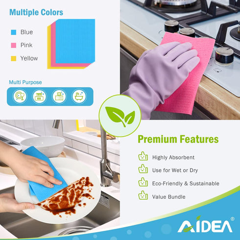 AIDEA Swedish Dishcloths for Kitchen-20PK, Reusable Paper Towels, Kitchen Washcloths Dish Rags, Eco-Friendly No Odor Reusable Cleaning Cloths for ...