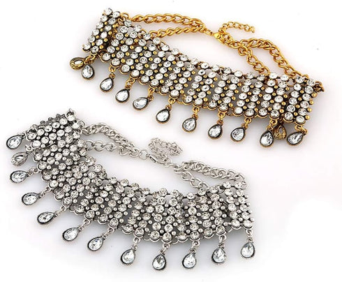 Sexy Shining Crystal Full Rhinestone Choker Necklace Water Drop Pendant Necklace Statement Necklaces Wide Collar Necklaces for Lady Party Jewelry ...