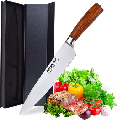 TONIFE 8-Inch Chef Knife with 7Cr17MoV High Carbon Stainless Steel Kitchen Knife with Natural Rosewood Handle...