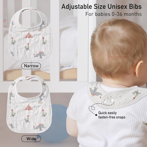 GLLQUEN BABY Muslin Drool Bibs for Boys Girls 8 Pack, Adjustable Baby Bibs for Drooling and Teething, Soft Cotton Baby Bandana Bibs for Newborn Fe...