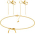 Dainty Gold Bow Ribbon Knot Jewelry Set with Stud Earrings Choker Necklace Bracelet for Women, Y2K Girly Cute Classic Snake Chain Bowknot Balletco...
