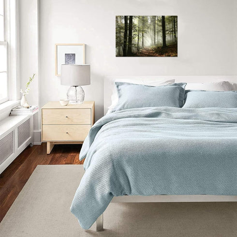 Forest Canvas Wall Art Trees Foggy Morning Spring Rustic Landscape for Bedroom Bathroom Decorations Modern Artwork Print Framed Painting Living Ro...