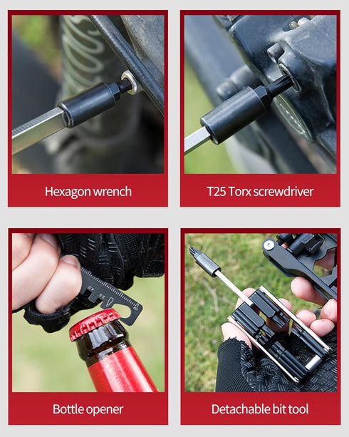 Bike Multi Tool, Bicycle Repair Tool Kit 38 in 1 Bicycle Multitool with Chain Levers Hex Spoke Wrench Splitter Tool and Crank Puller Portable Repa...