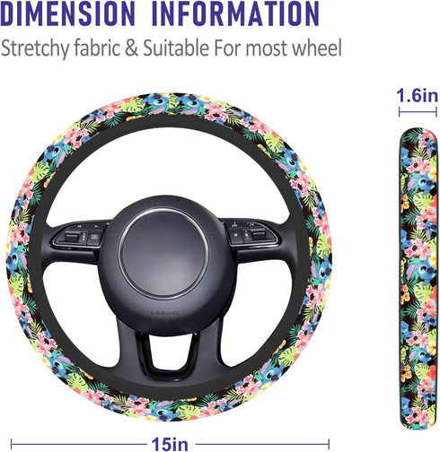 Akkya Car Steering Wheel Cover for Women Girl Men, Universal Fit 15 Inch, Blue Boho Interior Auto Accessories Decorations Cute Aesthetic Wheel Cov...