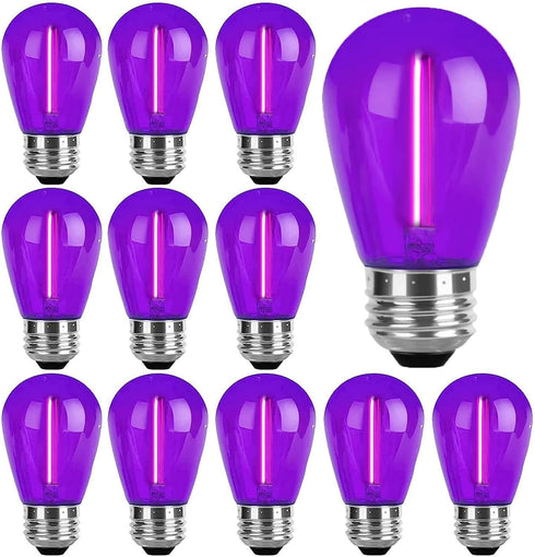 Sxminer 15 PCS LED Purple S14 Bulbs Christmas Replacement Bulb 1W LED String Light Bulb E26 Base Edison Bulbs Plastic Shatterproof Decorative Bulb...