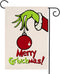 Grinch Merry Christmas Small Garden Flag Vertical Double Sided Burlap Red Green Yard Outdoor Decoration 12 x 18 Inches...