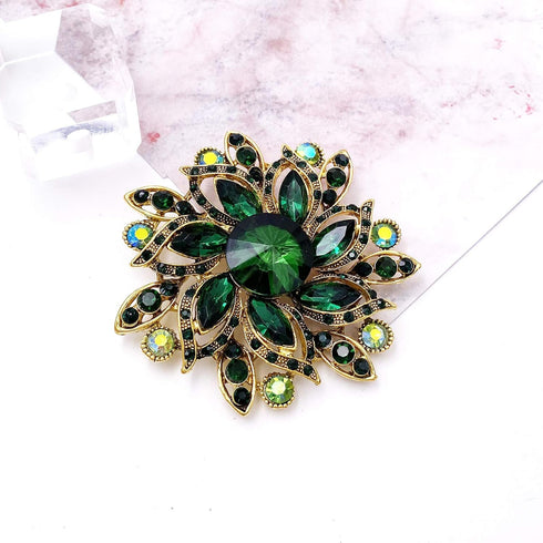 LAXPICOL Vintage Women's Austrian Crystal Elegant Flower Brooch Wedding Broach Pin...