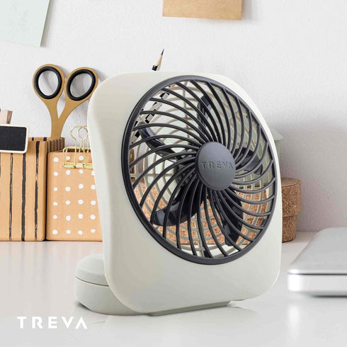O2COOL Treva 5 Inch Battery Powered Fan Portable Desk Fan 2 Cooling Speeds with Compact Folding & Tilt Design Cubicle Accessories Small Portable (...