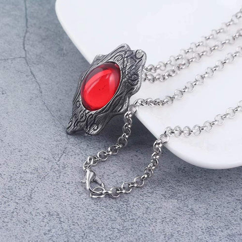 Game Devil May Cry Dante's Amulet Necklace Red Crystal Pendant Present for Men Women...