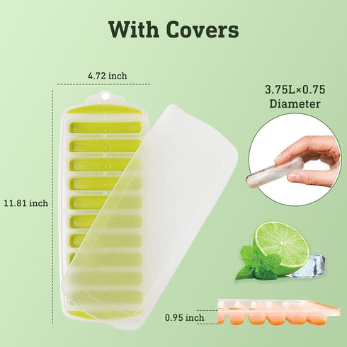 Water Bottle Silicone Ice Cube Tray by Lily's Home - 3-Piece Quick-Freeze Ice Trays with 10 Ice Cube Slots – Silicone Ice Cube Tray Set Makes 30 I...