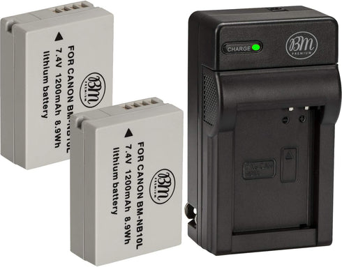 BM Premium 2 Pack of NB-10L Battery and Charger Kit for Canon PowerShot G15, G16, G1X, G3X, SX40 HS, SX40HS, SX50 HS, SX60 HS Digital Camera...