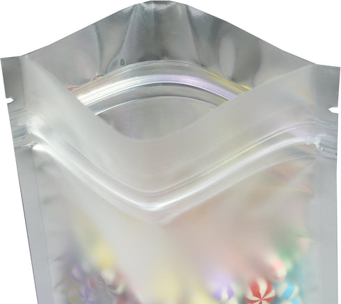 100pcs Frosted Clear Window Flat Colored Metallic Foil Resealable Zipper Seal Bags (Black, Flat | 3oz)...