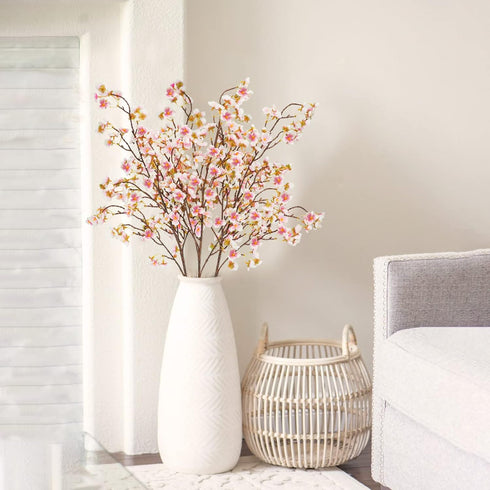 Uieke Silk Cherry Blossom Branches, 40.5in Artificial Cherry Blossom Flowers Long Stems Fake Flowers Vase Arrangements for Wedding Home Japanese D...