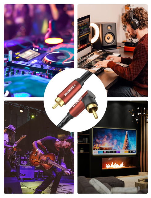 90 Degree RCA Cable Right Angle Subwoofer Cable, 24K Gold Plated, Dual Shielded - 3.3ft/1M...