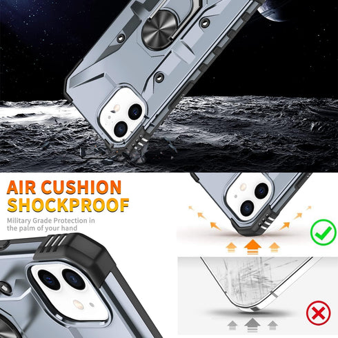 Case for iPhone 12 Case iPhone 12 Pro Case Military Grade Drop Case with Kickstand Metel Ring Magnetic Holder Shockproof Protective for iPhone 12 ...