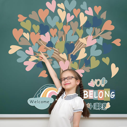 Classroom Tree Bulletin Board Decorations Boho Heart Tree Paper Cutouts You Belong Here Tree Accents Welcome Bulletin Board Decor for School Nurse...