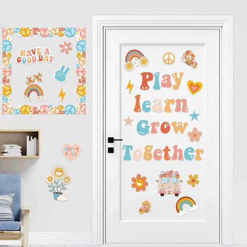 Boho Bulletin Board Decorations Groovy Retro Classroom Decor Borders Affirmation Station Bulletin Board Set Mindset Decoration Inspirational Accen...