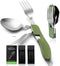 HIKENTURE Camping Utensils 2 Pack, 4-In-1 Stainless Steel Spoon Fork Knife Set Backpacking Travel Cutlery Metal Multitool Boy Scout(Green 2pack)...