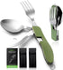 HIKENTURE Camping Utensils 2 Pack, 4-In-1 Stainless Steel Spoon Fork Knife Set Backpacking Travel Cutlery Metal Multitool Boy Scout(Green 2pack)...