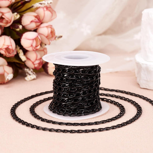 Pandahall 16.4 Feet Black Aluminum Curb Chains 7x4x1.2mm Diamond Cut Cuban Link Chains Jewelry Chains Roll for DIY Personalized Bracelet Necklace ...