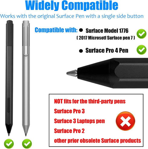 No Wear Out Titanium Alloy Pen Tips fits for Surface Pen, Realititcs Pencil Like Refill Replacement Nibs fits for Microsoft Surface Pro 7 6 5 4 Se...
