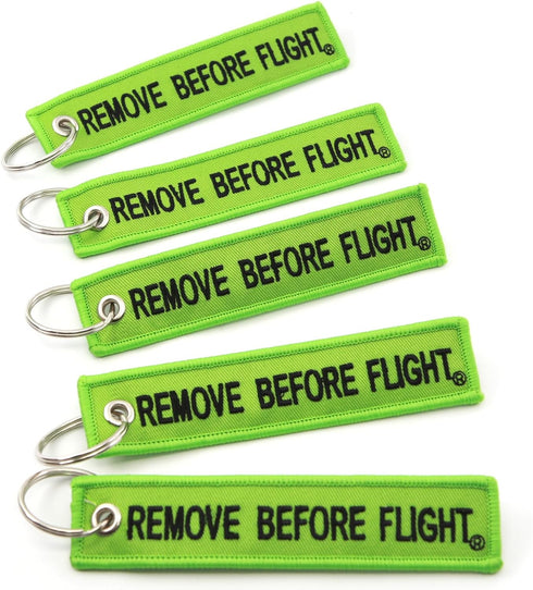 Remove Before Flight Keychain - Lime Green - 5pcs...