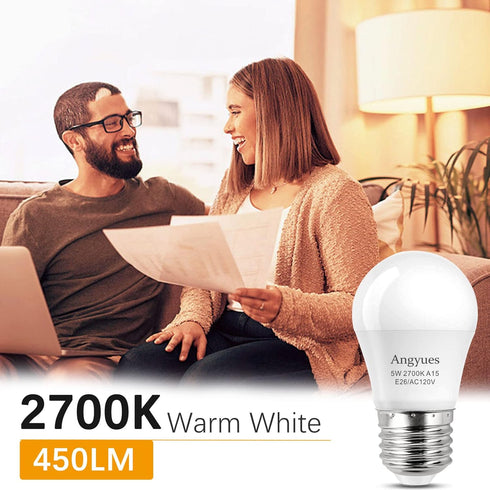 LED Bulb 120V 40W Equivalent Light Bulb, A15 LED Bulb Warm White 2700K Energy Saving Bulb, E26 Medium Screw Base Suitable for Domestic Bulbs 4 Pac...