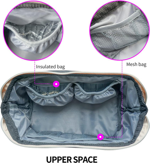 Diaper Tote Bag Small Breast Pump Bag Double Layer Cooler Bag Pump Parts Organizer Bag Hand-Carry Case Weekender Bag...