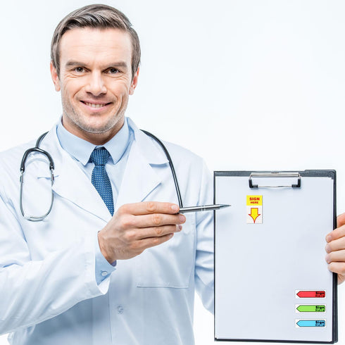 500pcs/5 Boxes Sign Here Tabs, Sign Here Flags Please Sign Here Tabs Sign Here Stickers with Dispenser Arrow Tabs Sign Here Sticky Notes Easy to P...