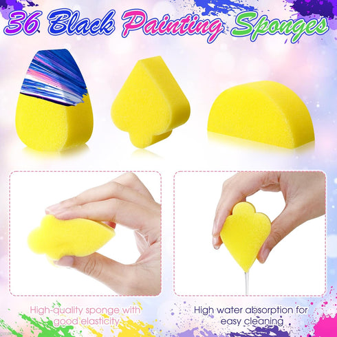 Mifoci 36 Pcs Face Paint Sponges Petals Half Moon Spades Face Painting Sponges Face Painting Supplies High Density Makeup Sponge for Kids Adults A...